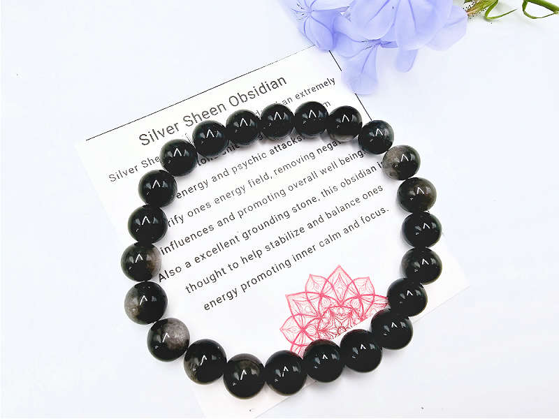Silver Sheen Obsidian Bangle (8mm)