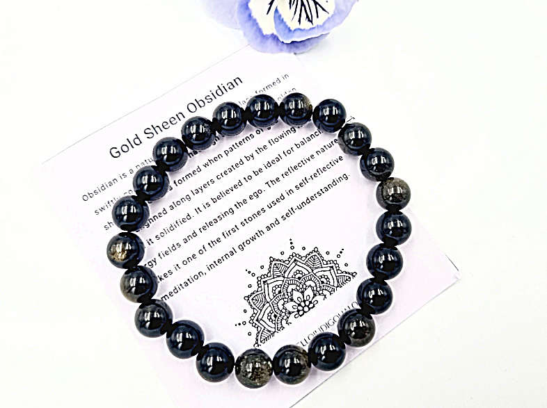 Gold Sheen Obsidian Bangle (8mm)