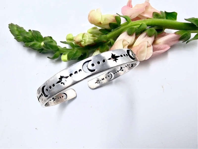 Moon &amp; Star Bangle (White Brass)