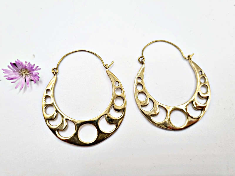 Moon Phase Earrings Brass