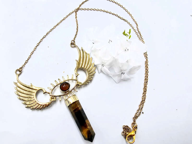 Double Wing Tigers Eye Necklace