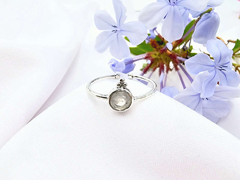 Moonstone Ring Round Circles (925 Silver)