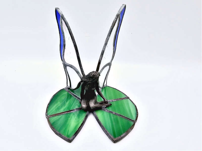 Blue Stained Glass Lilly Fairy
