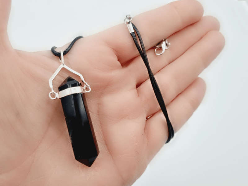 Black Obsidian Point Necklace Swivel