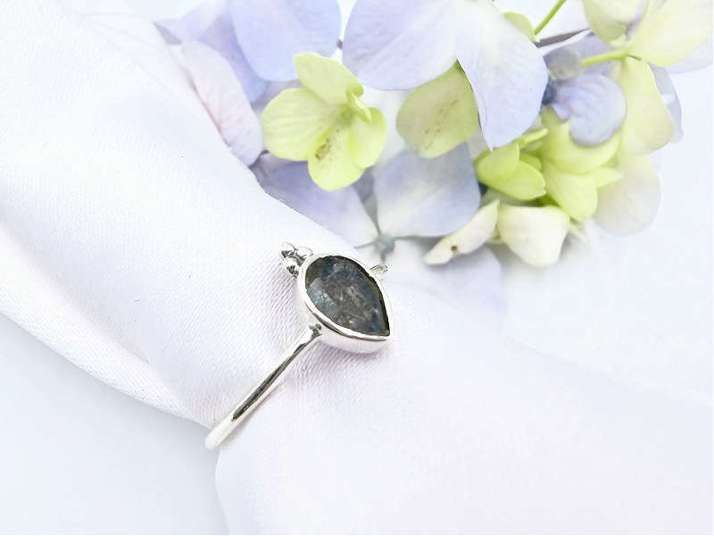 Labradorite Ring Drop &amp; Circles (925 Silver)