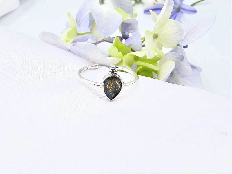 Labradorite Ring Drop &amp; Circles (925 Silver)