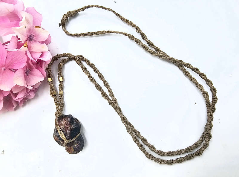 Red Garnet Macrame Necklace