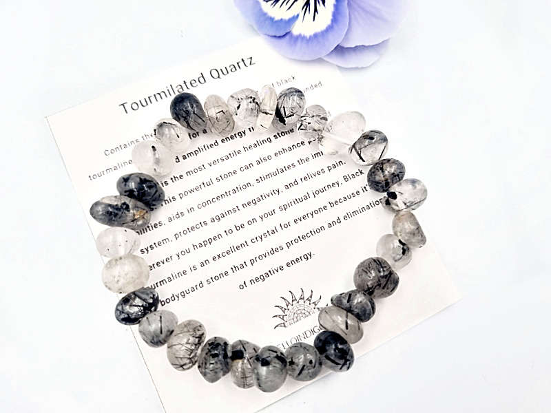 Tourmilated Quartz Gemstone Nugget Bangle