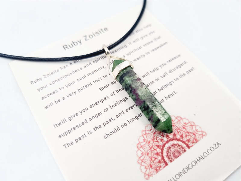 Ruby Zoisite Crystal Pendant (925 Silver)