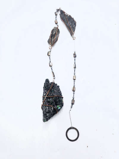 Kyanite, Smoky Quartz &amp; Carborundum Crystal Mobile (85cm)