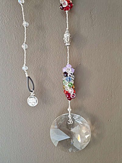 Om &amp; Buddha Sun Catcher Large Crystal