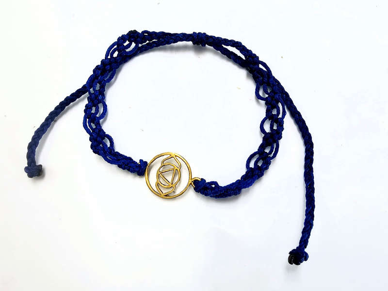 Third Eye Chakra Macrame Bracelet - Dark Blue