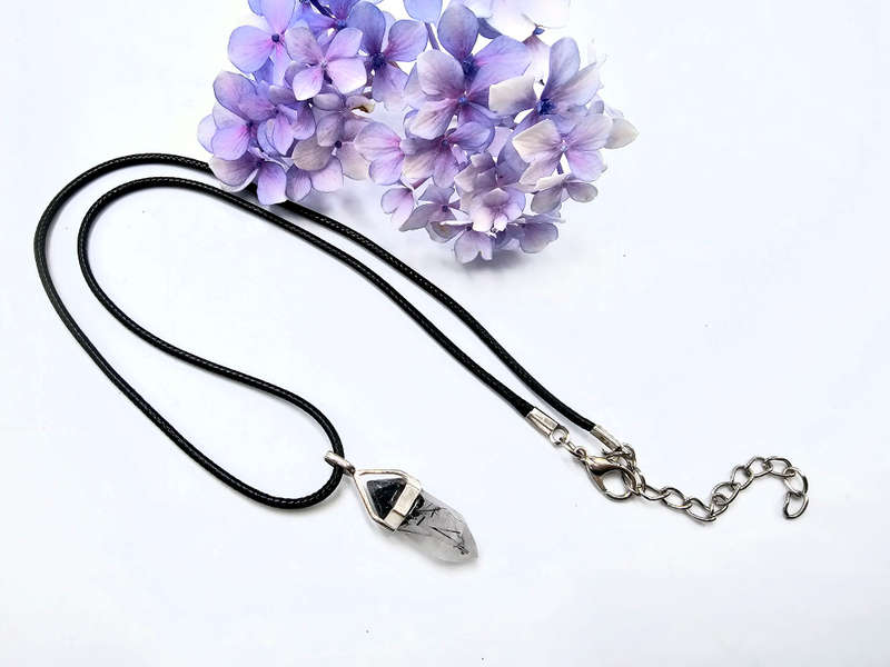 Tourmilated Quartz Mini Crystal Necklace (925 Silver)