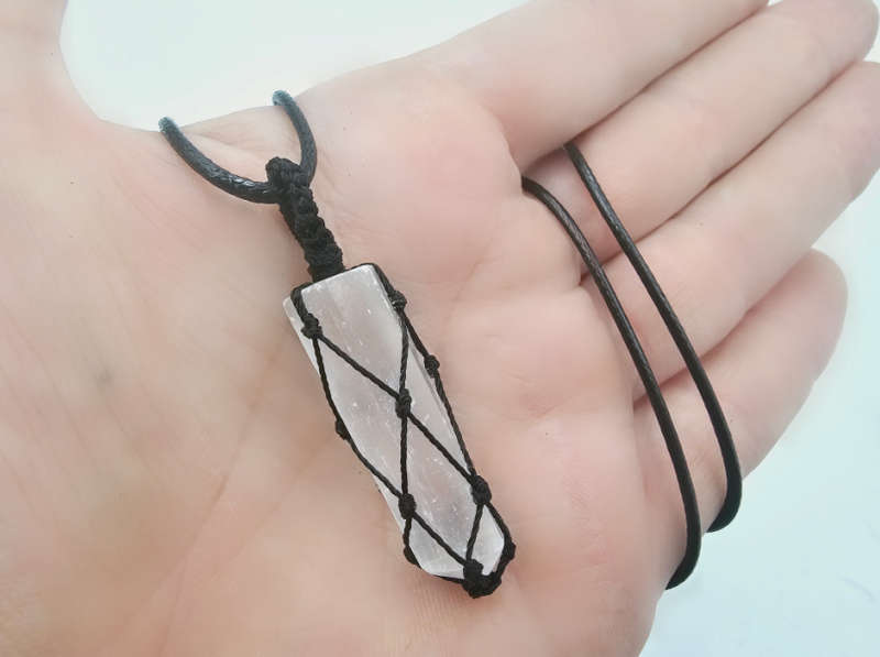 Selenite Braided Point Necklace