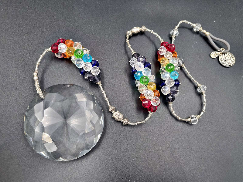 Om &amp; Buddha Sun Catcher Large Crystal