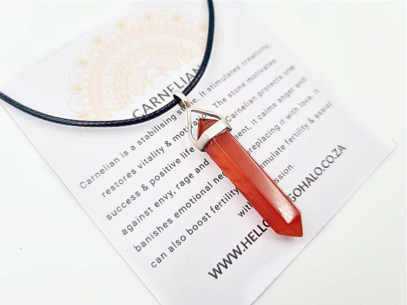 Carnelian Crystal Necklace (925 Silver)