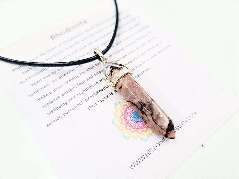 Rhodonite Crystal Necklace (925 Silver)