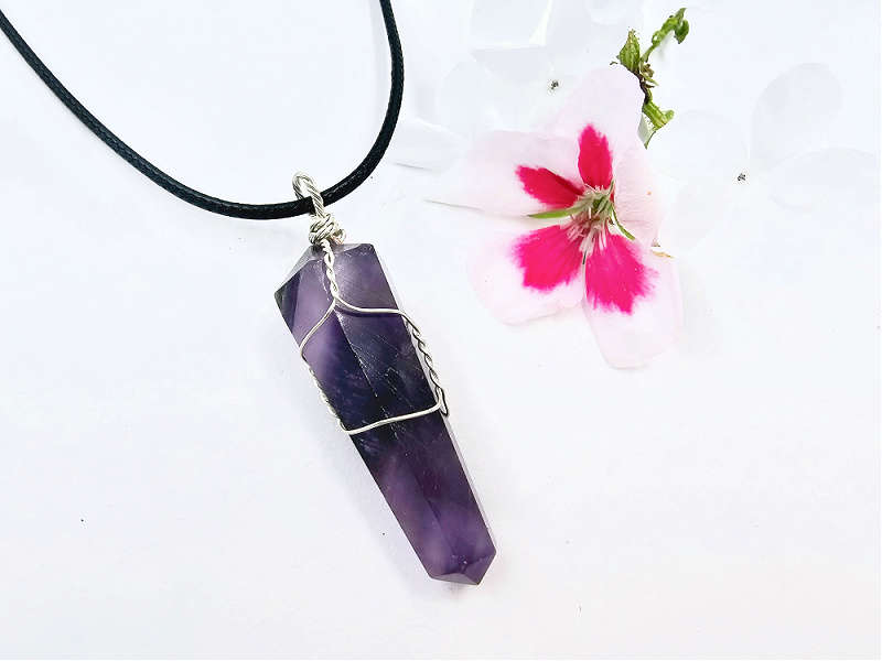 *Amethyst Point Necklace Wire Wrapped