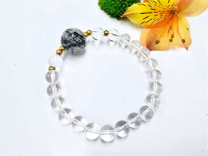 Tourmilated Quartz Bangle Amplified (8mm)