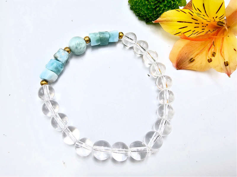 Larimar Bead Bangle Amplified (8mm)