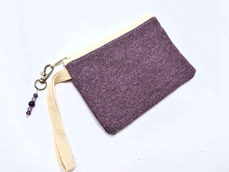 Purple Purse With Beaded Charm