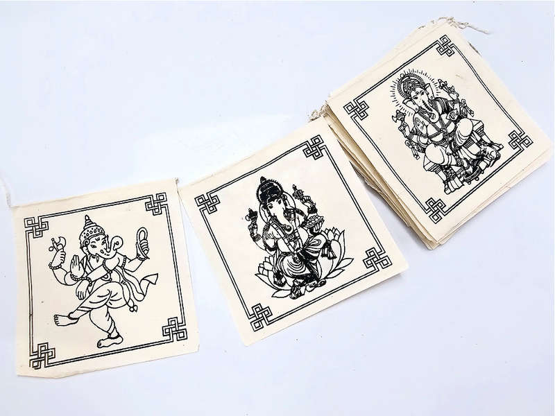 Recycled Paper Ganesh Flags (White) Indoor