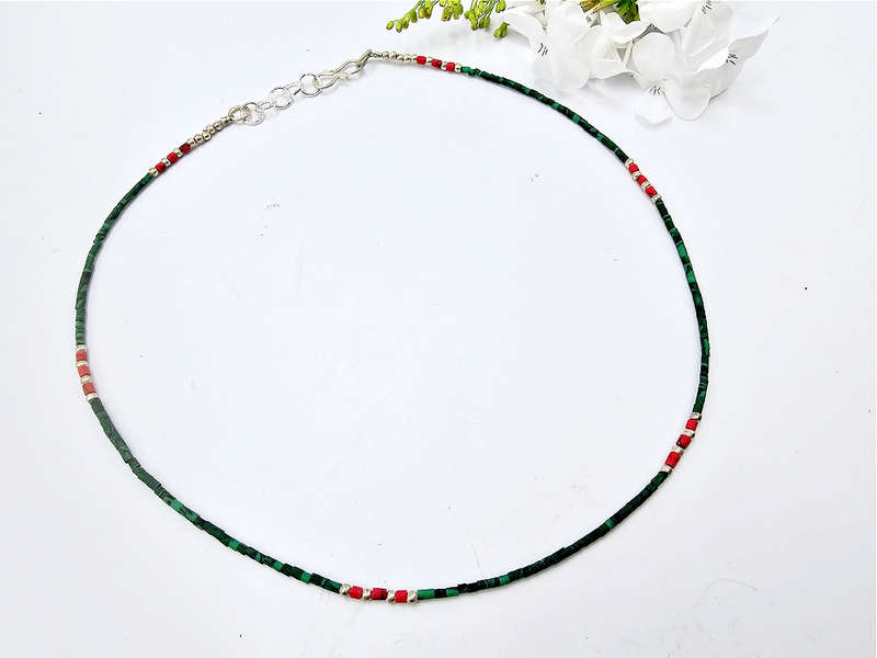 Tibetan Choker Necklace Plain - Green