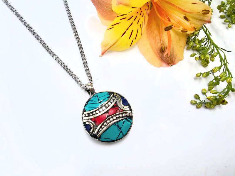 Tibetan Necklace Round Dots
