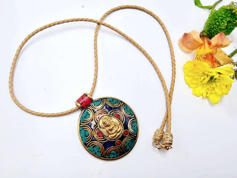 Tibetan Necklace Round Buddha