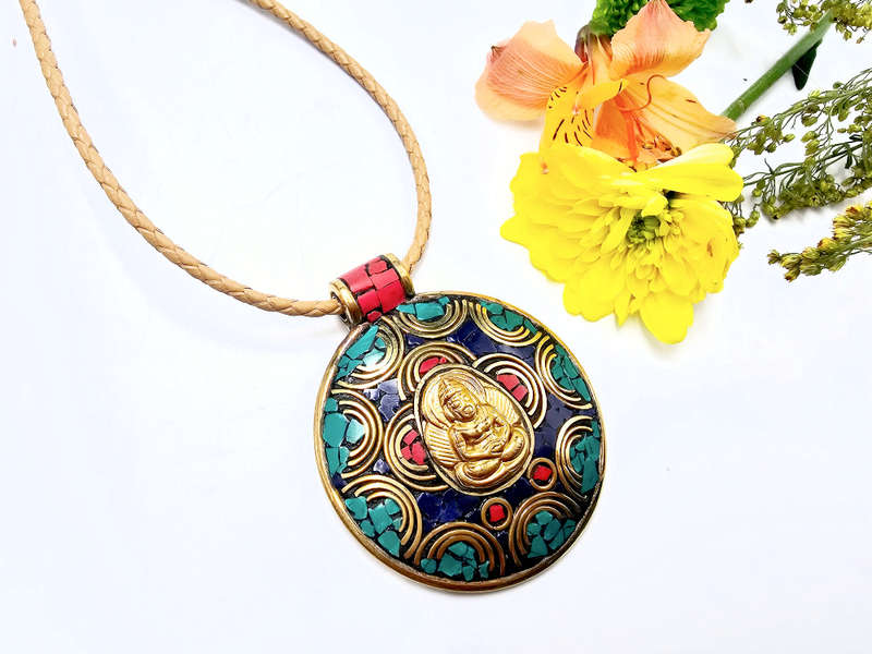 Tibetan Necklace Round Buddha