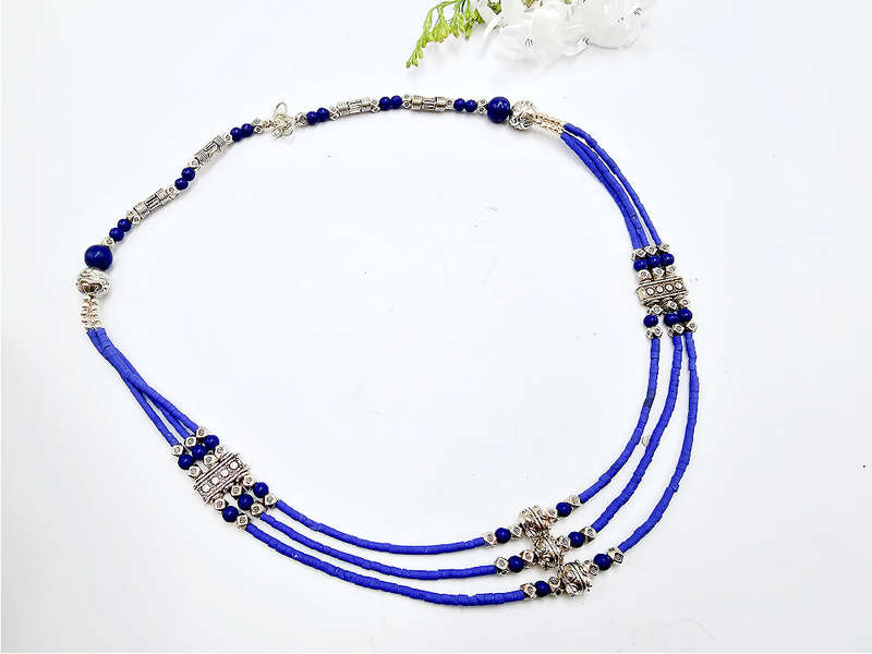 Tibetan Necklace Three Tier - Blue C
