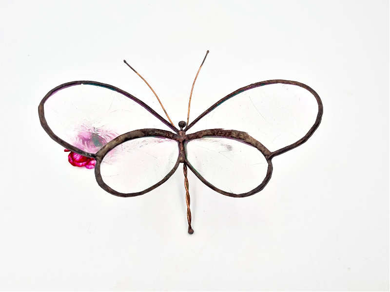 Pearl Stained Glass Sitting Butterfly (16cm)