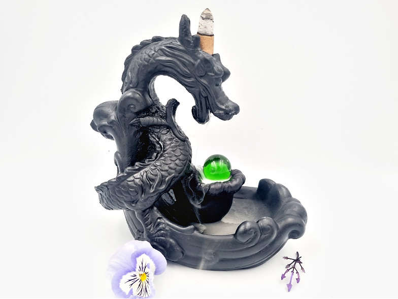 Dragon Backflow Incense Burner  Glass Ball (19cm)