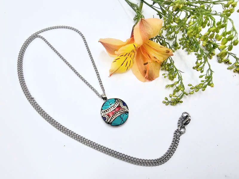 Tibetan Necklace Round Dots