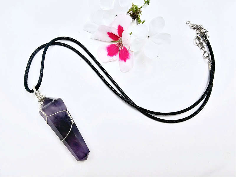 Amethyst Point Necklace Wire Wrapped