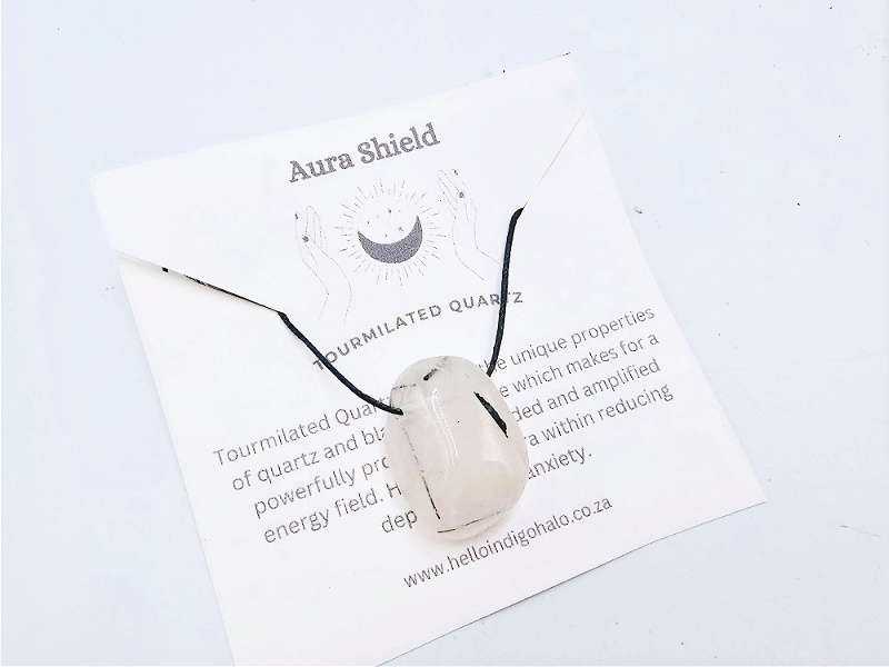 Tourmilated Quartz Tumbled Necklace (Aura Shield)
