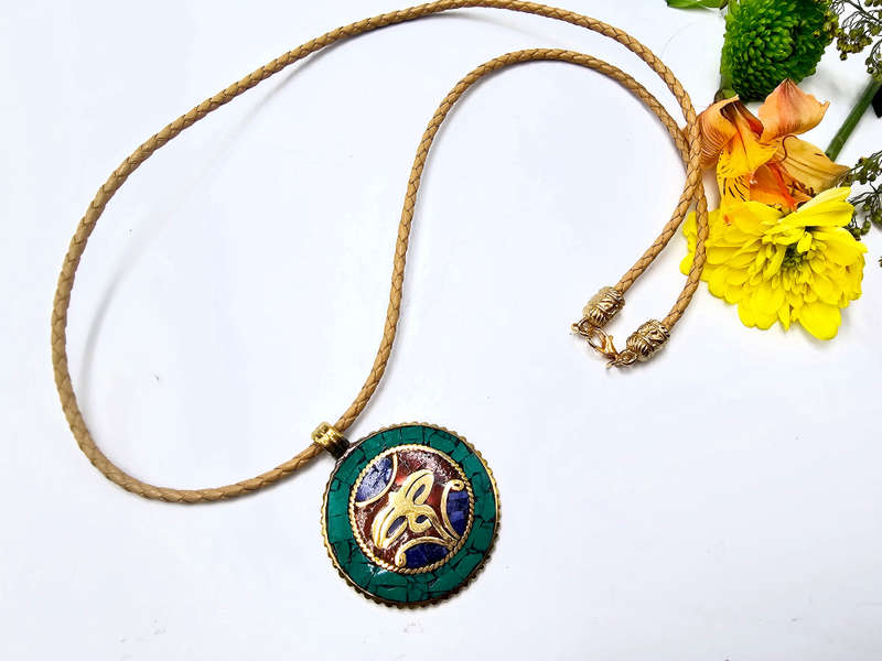 Tibetan Necklace Buddha Eyes Detailed
