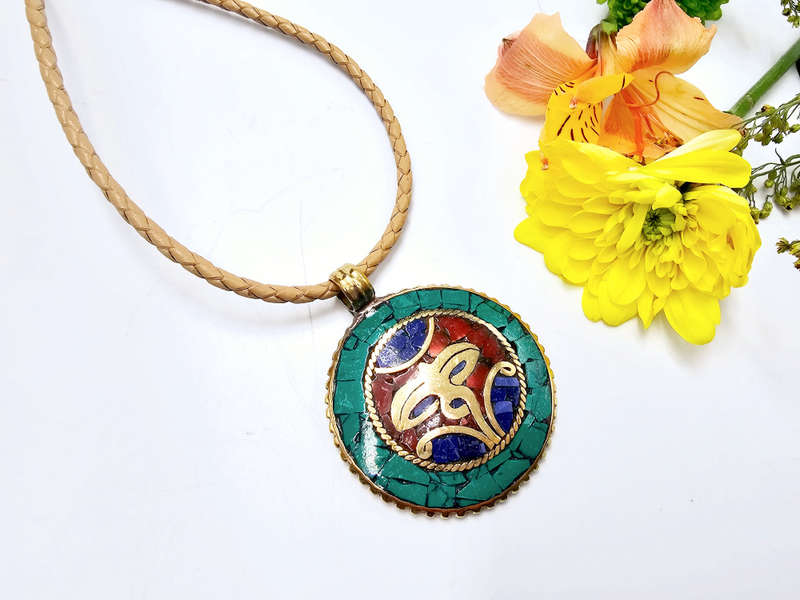 Tibetan Necklace Buddha Eyes Detailed