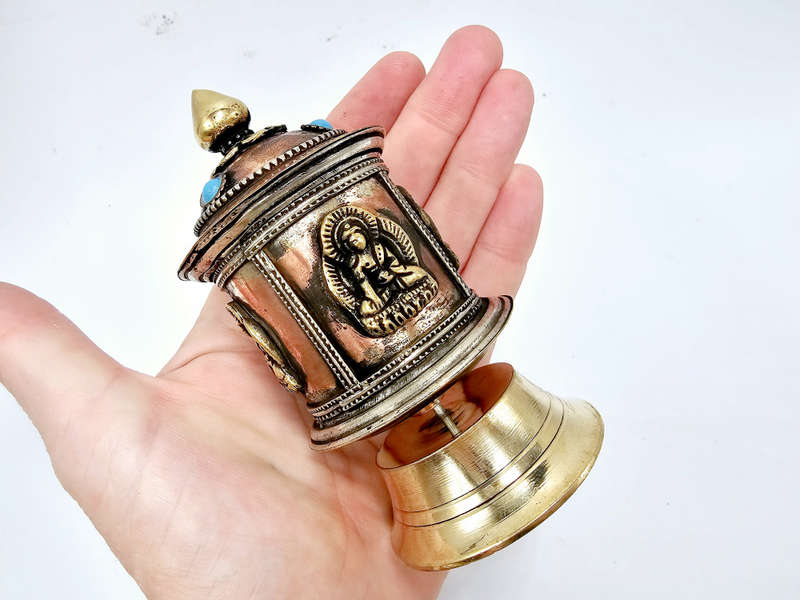 Prayer Wheel Standing Buddha (11cm)