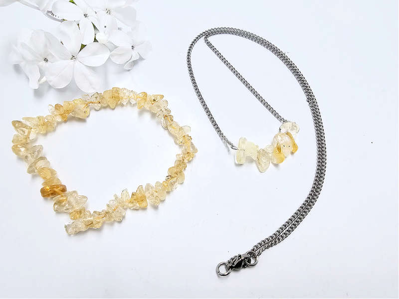 Citrine Chips Necklace &amp; Bracelet Combo