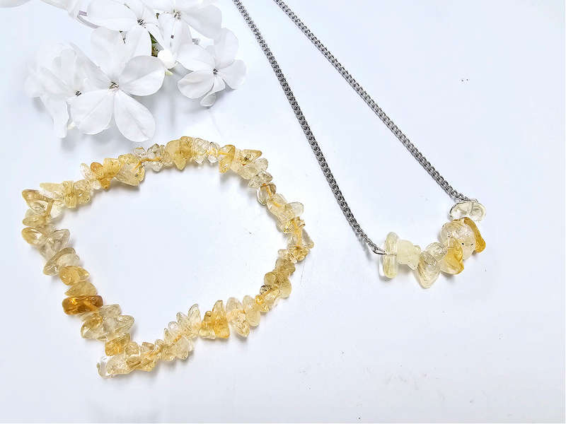 Citrine Chips Necklace &amp; Bracelet Combo