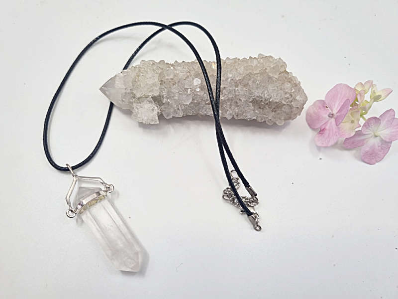 Clear Quartz Point Necklace Swivel