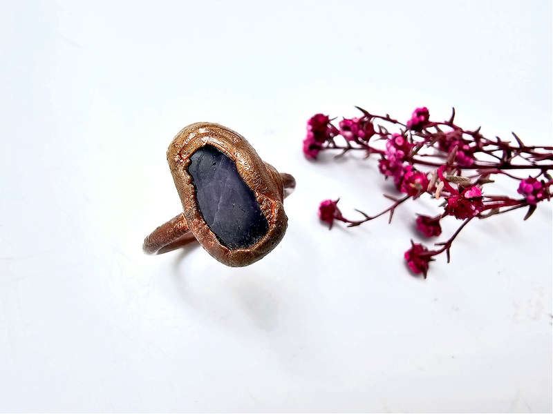Copper Ring Amethyst B (L)