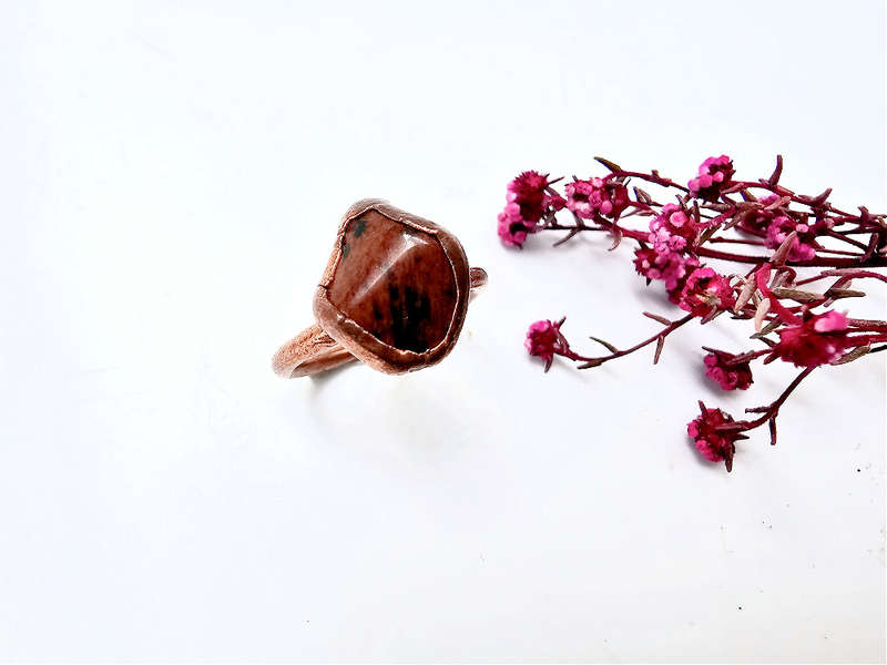 Copper Ring Mahogany Obsidian A (S)