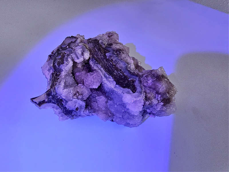 Dogtooth Calcite on Drusy Quartz Cluster E (314g)