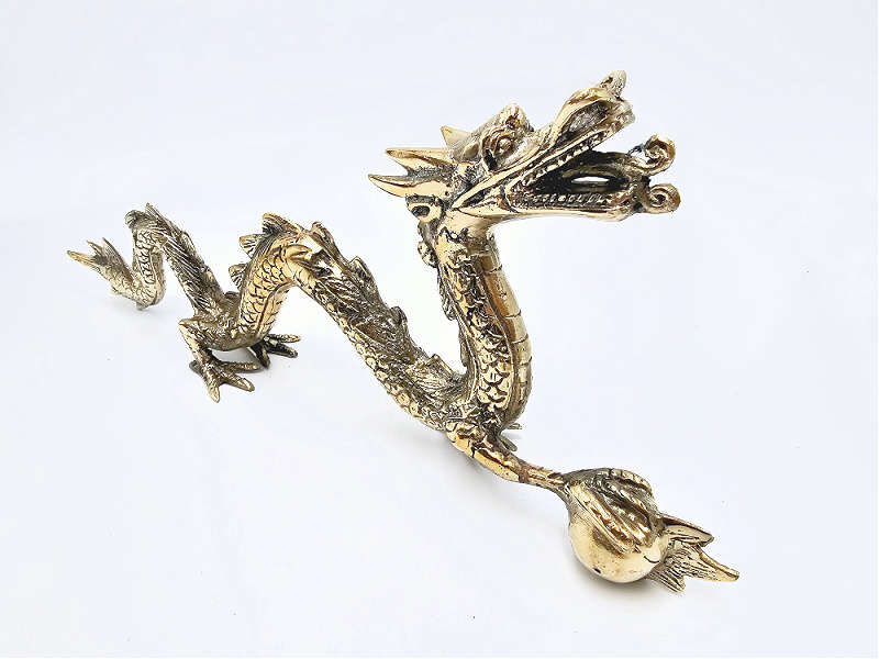Dragon Statue Gold Long Brass (30cm)