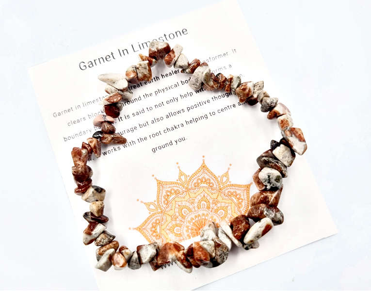 Garnet In Limestone Chips Bangle
