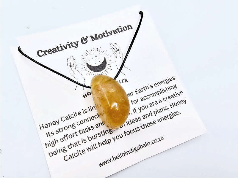 Honey Calcite Tumbled Stone Necklace (Creativity)