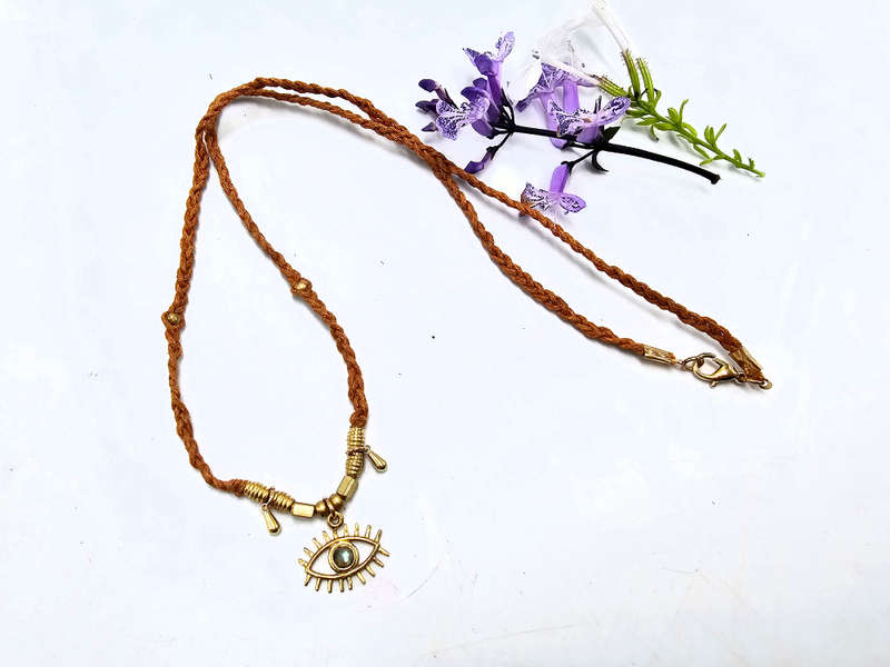 Labradorite Eye Brass Necklace