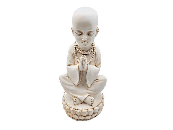 Meditating Monk Statue On Lotus (32cm)